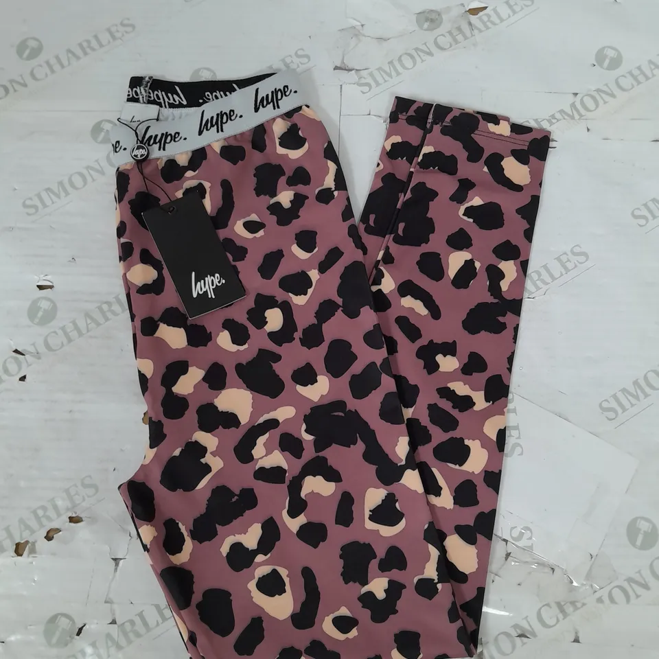 HYPE KIDS MINI LEOPARD LEGGINGS IN PURPLE SIZE 13YRS