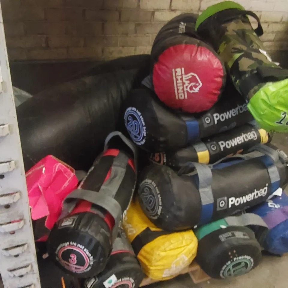 PALLET CONTAINING A LARGE QUANTITY OF ASSORTED POWERBAGS AND PUNCH BAG