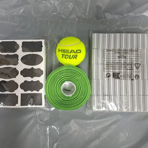 APPROXIMATELY 12 ASSORTED HOUSEHOLD ITEMS TO INCLUDE TENNIS BALL, SILICONE SEALANT, ETC