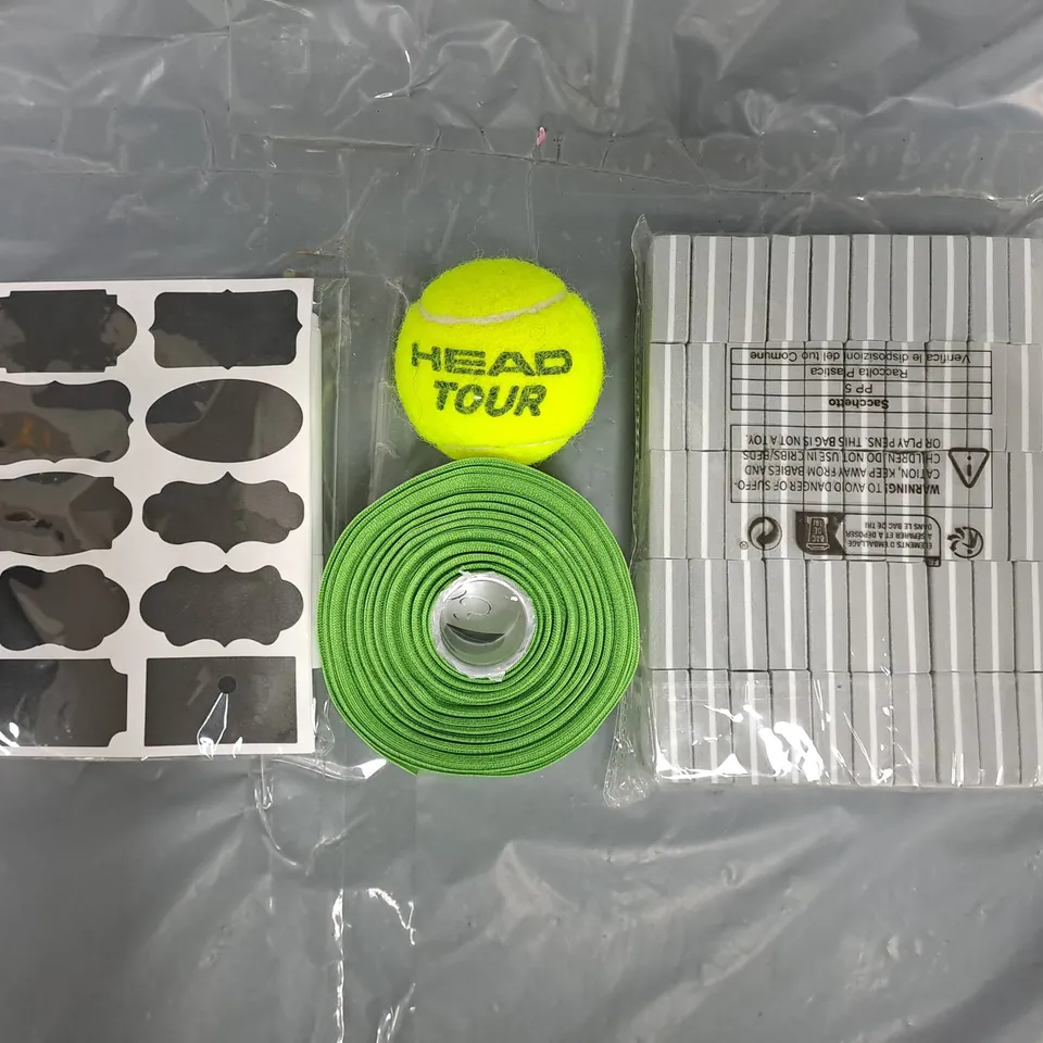 APPROXIMATELY 12 ASSORTED HOUSEHOLD ITEMS TO INCLUDE TENNIS BALL, SILICONE SEALANT, ETC