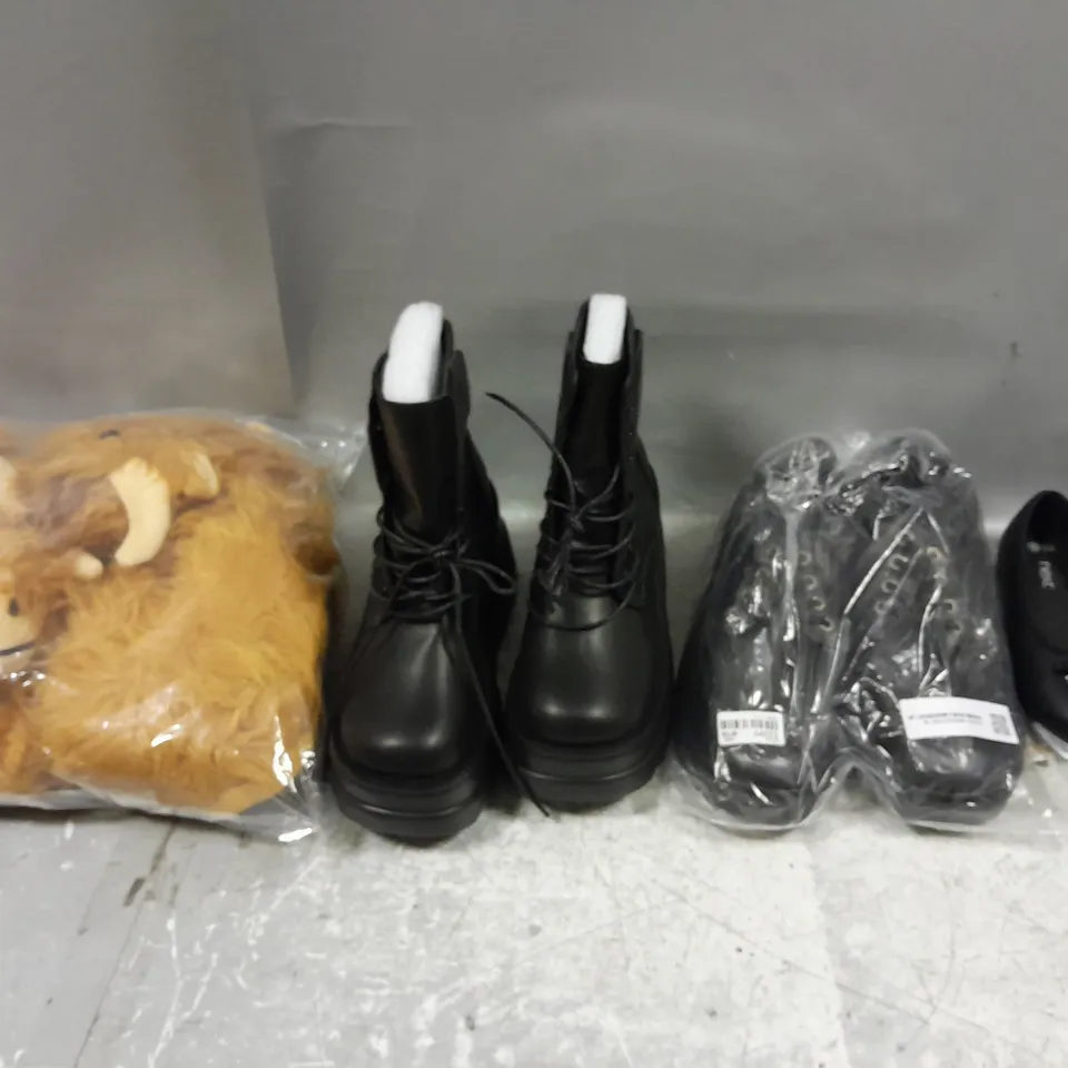 BOX OF APPROXIMATELY 20 PAIRS OF ASSORTED SHOES IN VARIOUS STYLES, COLOURS AND SIZES