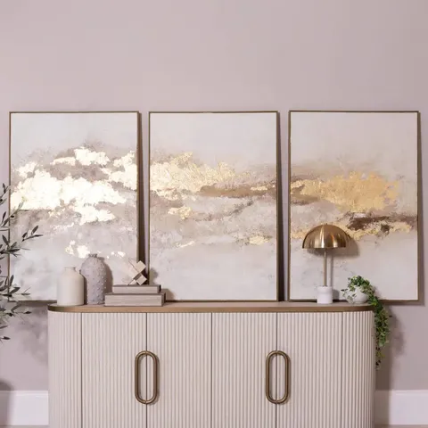 BOXED SALENTO SERENITY 3 PIECE CANVAS TEXTURED PAINTINGS (1 BOX)