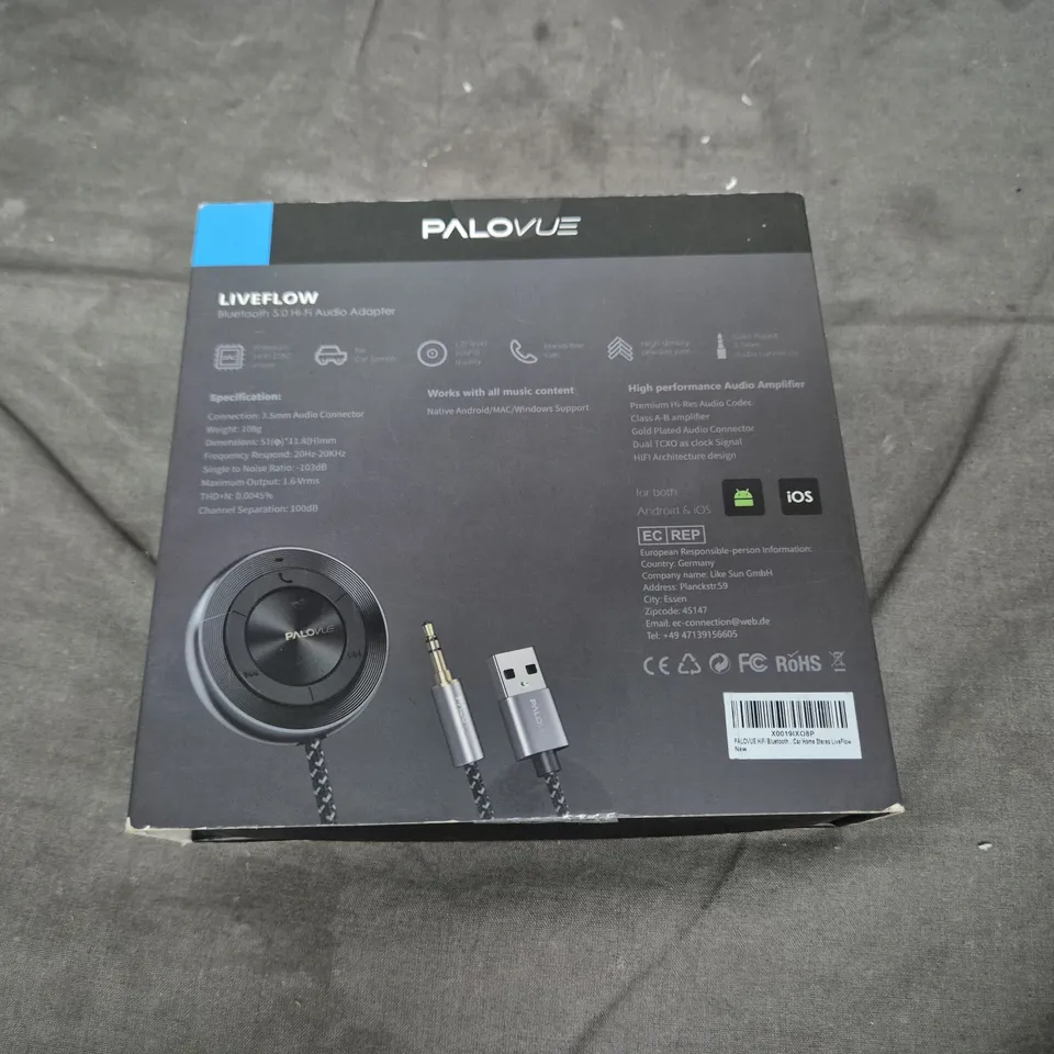 PALOVUE LIVEFLOW BLUETOOTH 5.0 HI‑FI AUDIO ADAPTER – BOXED