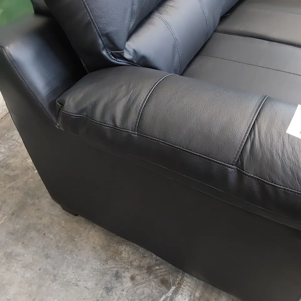 DESIGNER TWO SEATER SOFA BLACK LEATHER 