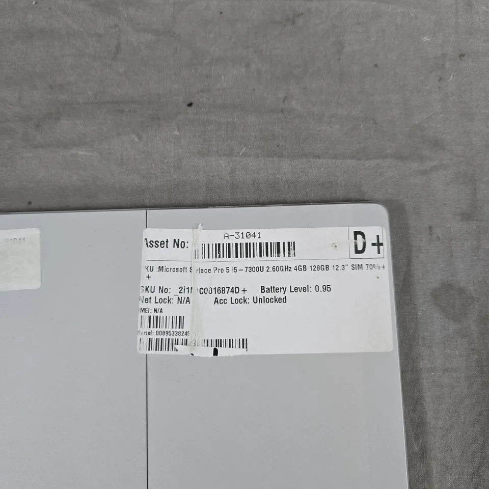 MICROSOFT SURFACE PRO 5 TABLET – I5-7300U, 4GB RAM, 128GB, 12.3" DISPLAY