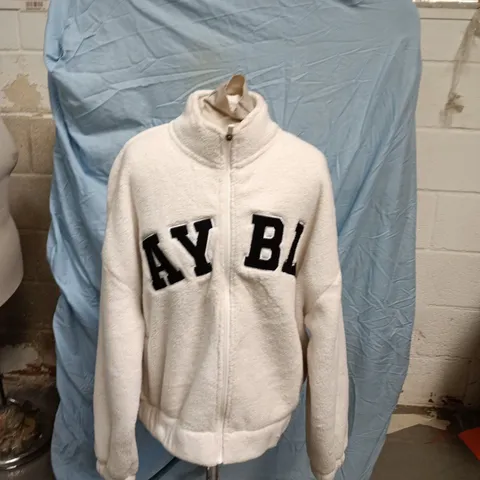 AYBL FLEECE ZIP-THROUGH JACKET – WHITE, UK SIZE M