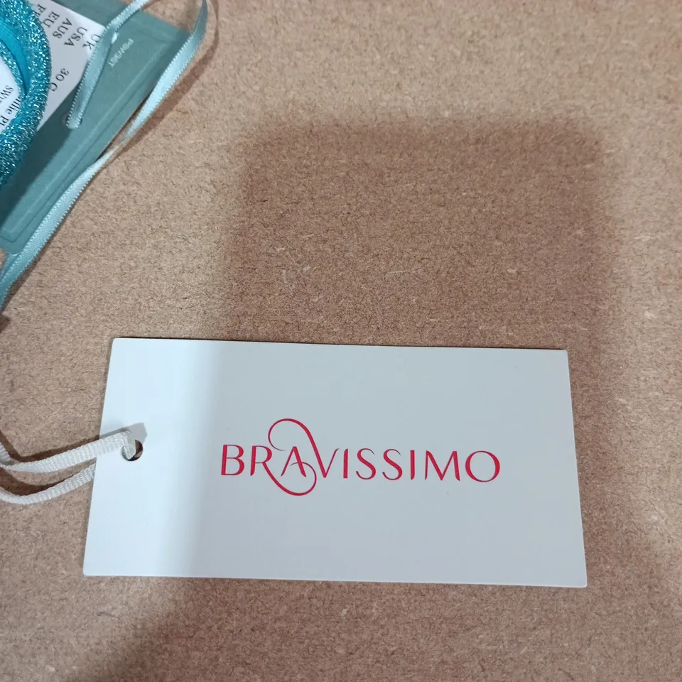 BRAVISSIMO BILLIE SPARKLE BIKINI TOP – TEAL/SILVER, UK 30G