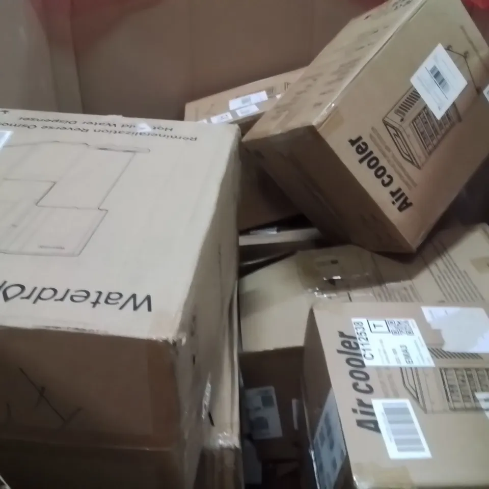 PALLET OF ASSORTED HOUSEHOLD GOODS AND PRODUCTS TO INCLUDE;AIR COOLER,WATER COUNTERTOP UNIT