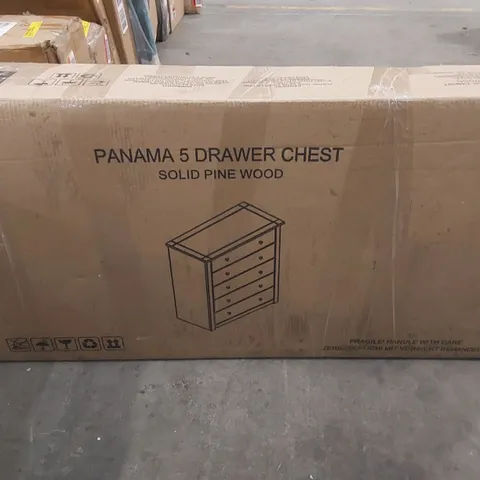 BOXED PANAMA 5 DRAWER CHEST SOLID PINE WOOD (1 BOX)