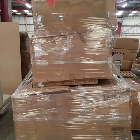 PALLET OF ASSORTED INCOMPLETE FURNITURE ITEMS - SOFA, COFFEE TABLE NO LEGS
