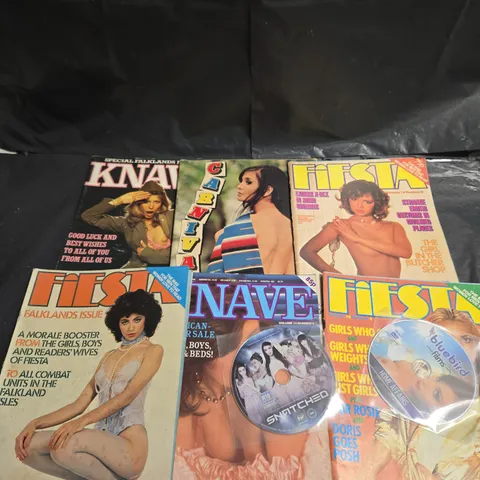 TOTE OF APPROXIMATELY 20 ASSORTED VINTAGE ADULT MAGAZINES T INCLUDE - FIESTA - KNAVE - CARNIVAL