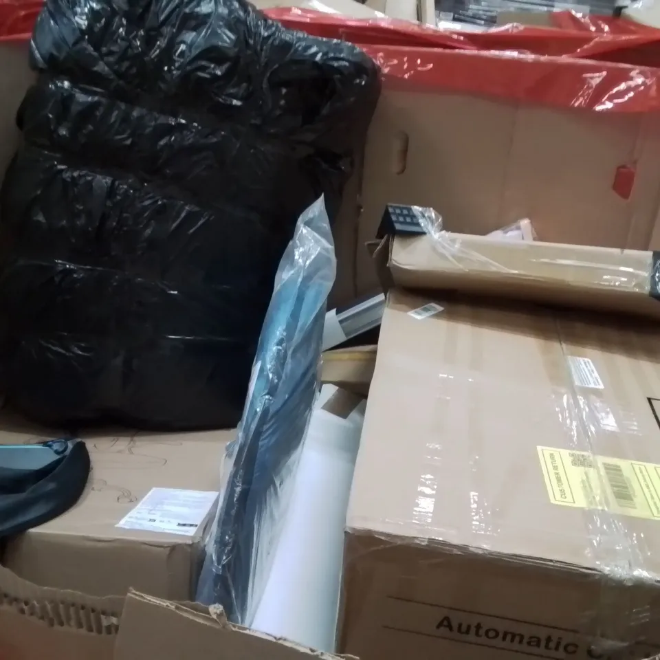 PALLET OF ASSORTED HOUSEHOLD GOODS AND PRODUCTS TO INCLUDE;AUTOMATIC CAT LITTER BOX,OFFICE CHAIR,POPUP TENT