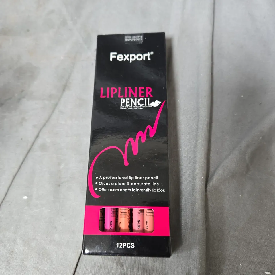 BOXED FEXPORT LIPLINER PENCIL SET – 12-PIECE ASSORTED LIP LINERS - STOCK PASSED USE BY DATE - DAMAGED BOX