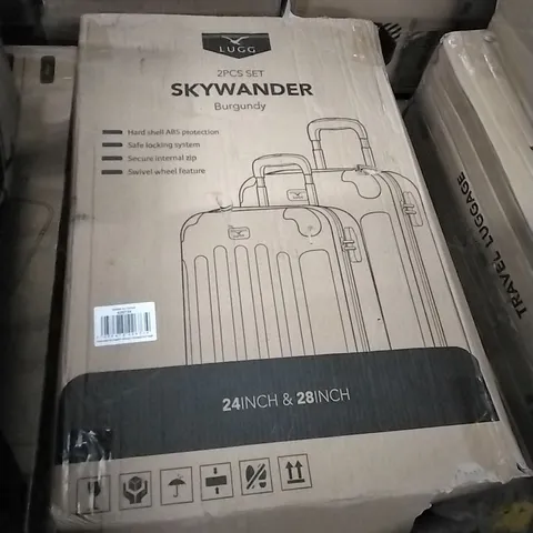 BOXED 2PCS SET SKYWANDER SUITCASES BURGUNDY