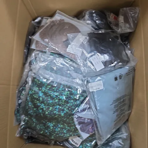 LARGE BOX OF APPROX 20 ASSORTED CLOTHING ITEMS IN VARIOUS STYLES, SIZES AND COLORS - COLLECTION ONLY