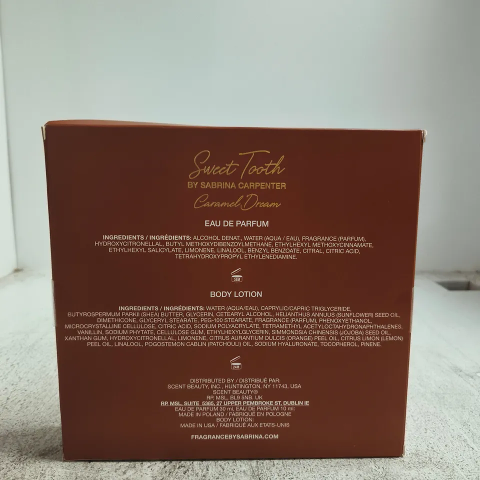 SWEET TOOTH BY SABRINA CARPENTER – CARAMEL DREAM GIFT SET (EDP 10ML + 30ML + BODY LOTION 75ML)