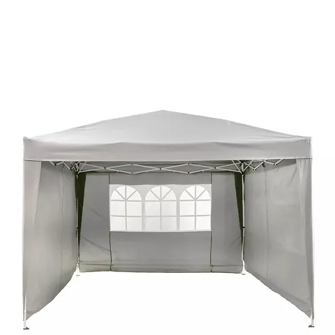 BOXED 3 X 3M POP UP GAZEBO WITH 3 PIECE SIDE PANELS - GREY (1 BOX)