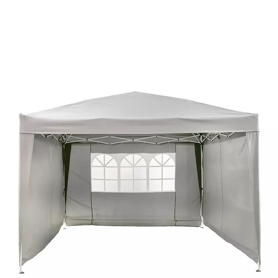 BOXED 3 X 3M POP UP GAZEBO WITH 3 PIECE SIDE PANELS - GREY (1 BOX) RRP £199