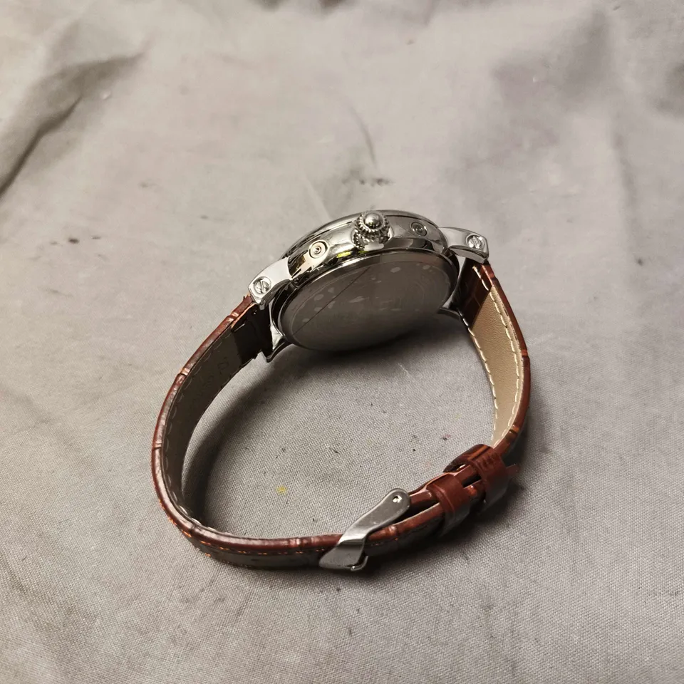 MENS ERNEST FERDINAND WATCH – FUNCTIONING SUB DIALS – LEATHER STRAP