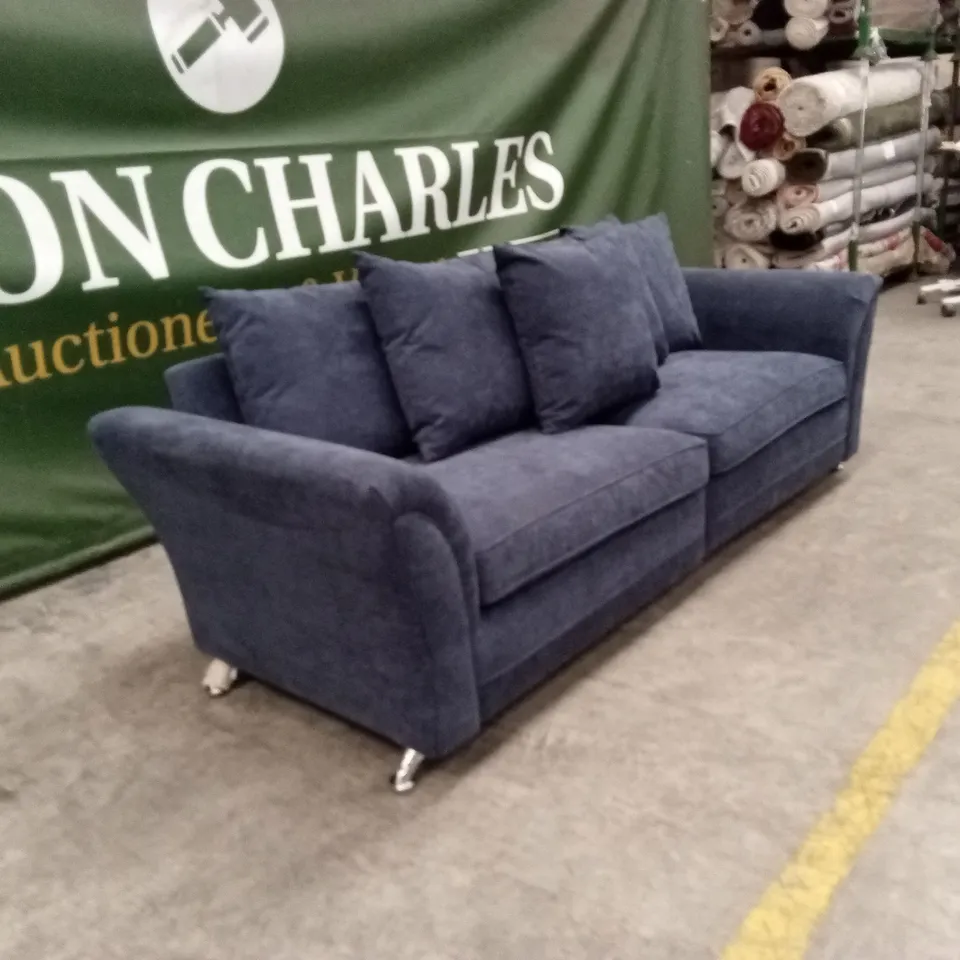 DURY FABRIC 4 SEATER SCATTER BACK SOFA - BLUE RRP £579