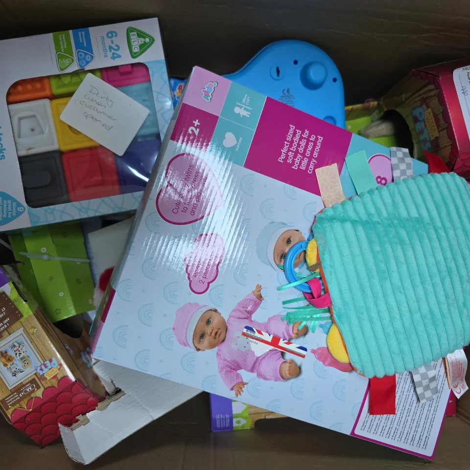 APPROXIMATELY 10 ASSORTED TOYS & GAMES PRODUCTS TO INCLUDE SOFT STACKING BLOCKS, DOLL, PITTER PATTER PETS, ETC - COLLECTION ONLY