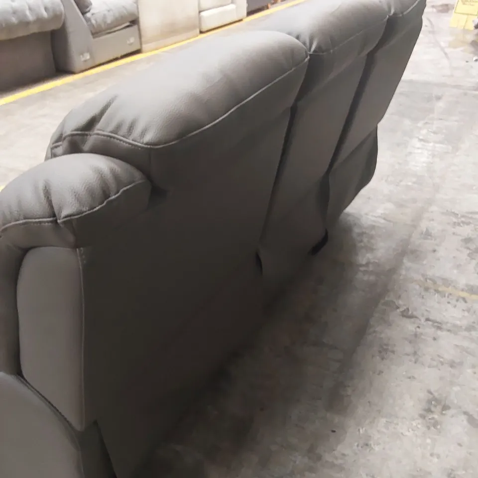 ROTHBURY LUXURY FAUX LEATHER HIGH BACK  3 SEATER MANUAL RECLINER SOFA - CHARCOAL  RRP £729