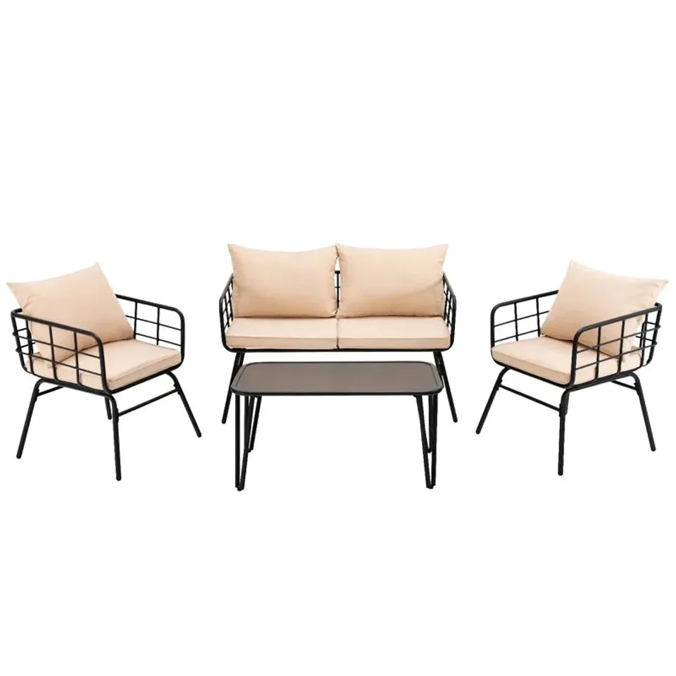 BOXED IZSABELLE METAL 4 - PERSON SEATING GROUP WITH CUSHIONS