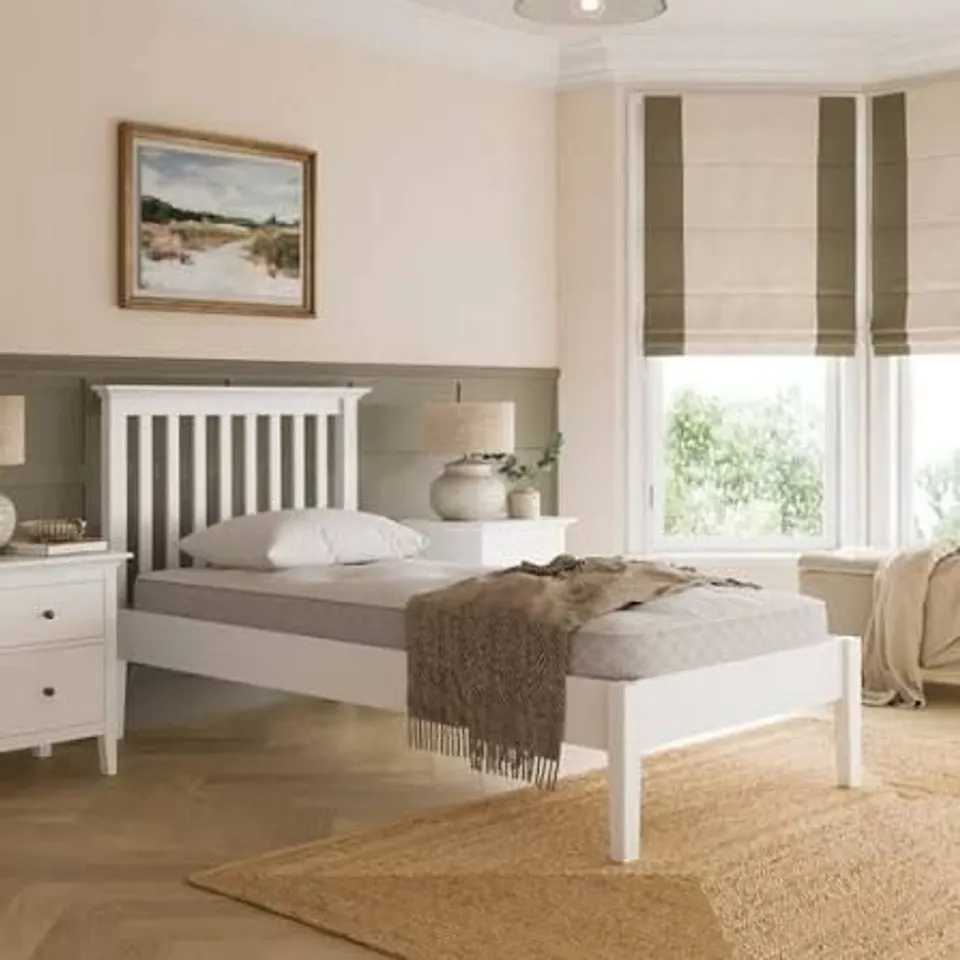 BOXED LYNTON TAPERED LEG BED FRAME, SMALL DOUBLE SIZE - OAK EFFECT (2 BOXES)