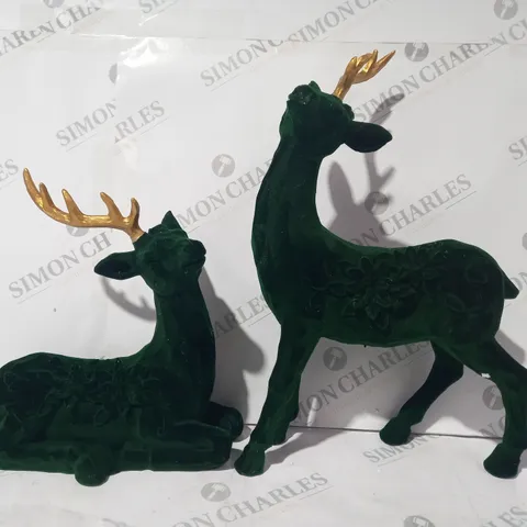 BOXED ALISON CORK SET OF 2 VELVET HENRY STAGS