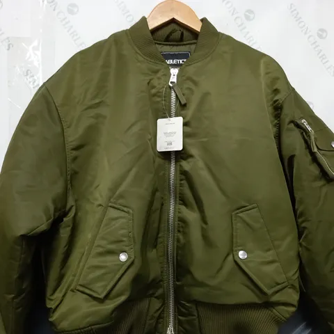 FABLETICS ICONIC BOMBER JACKET IN OLIVE - SMALL