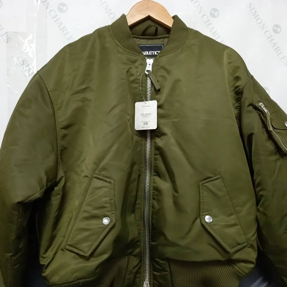 FABLETICS ICONIC BOMBER JACKET IN OLIVE - SMALL