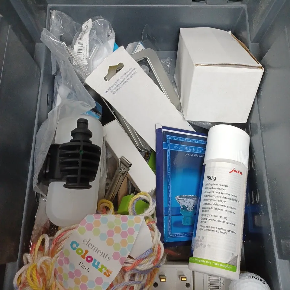 BOX OF APPROXIMATELY 20 ASSORTED HOUSEHOLD ITEMS TO INCLUDE PROP PINS, CAT COLLAR AND A MULTI TOOL