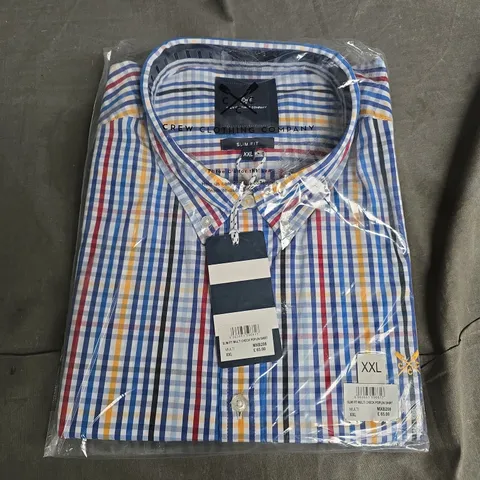 BAGGED CREW CLOTHING COMPANY SLIM FIT MULTI CHECK POPLIN SHIRT IN MULTI - XXL