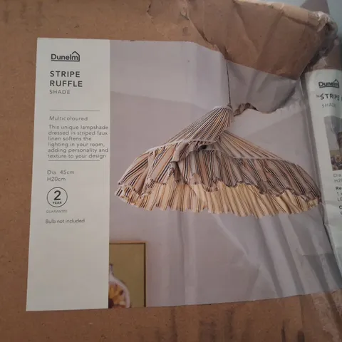 BOXED DUNELM STRIPE RUFFLE LAMPSHADE