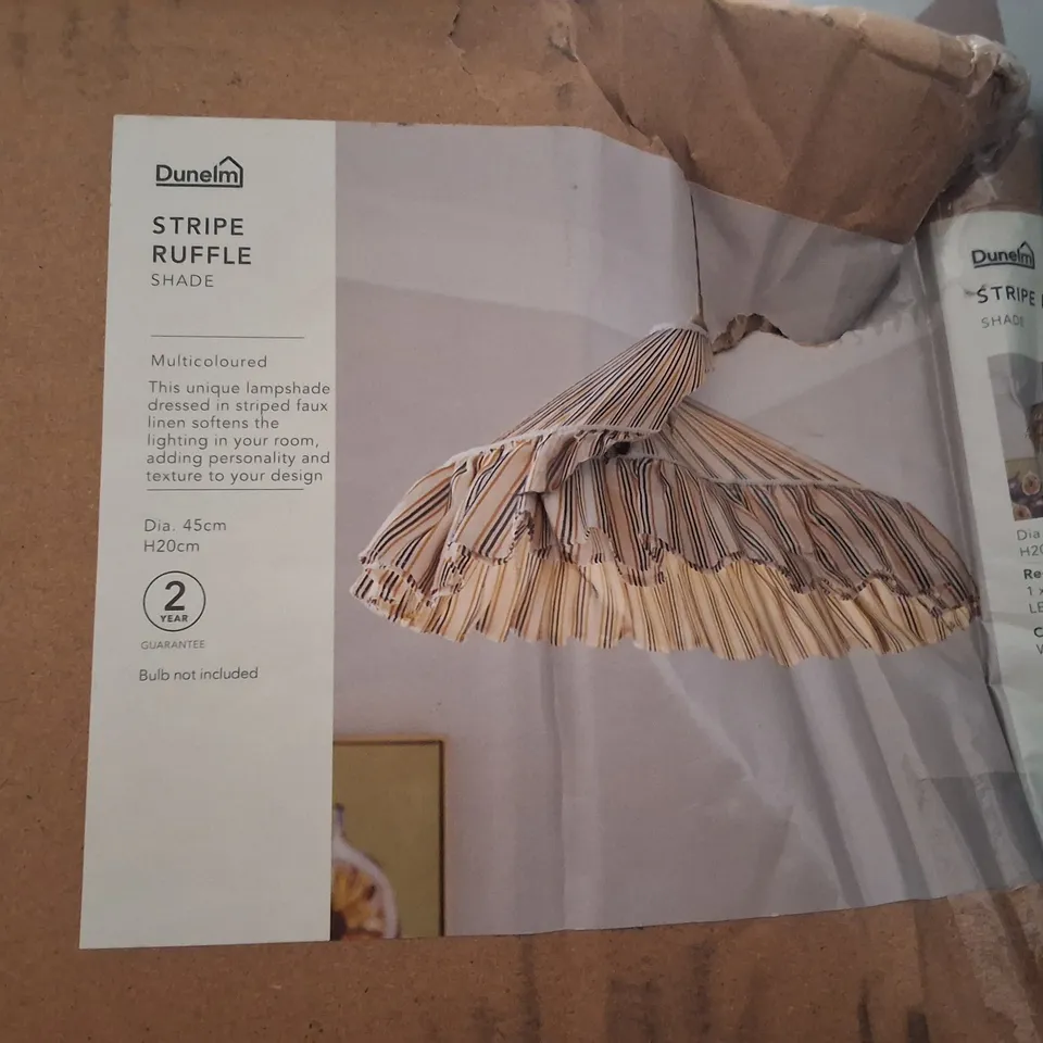 BOXED DUNELM STRIPE RUFFLE LAMPSHADE