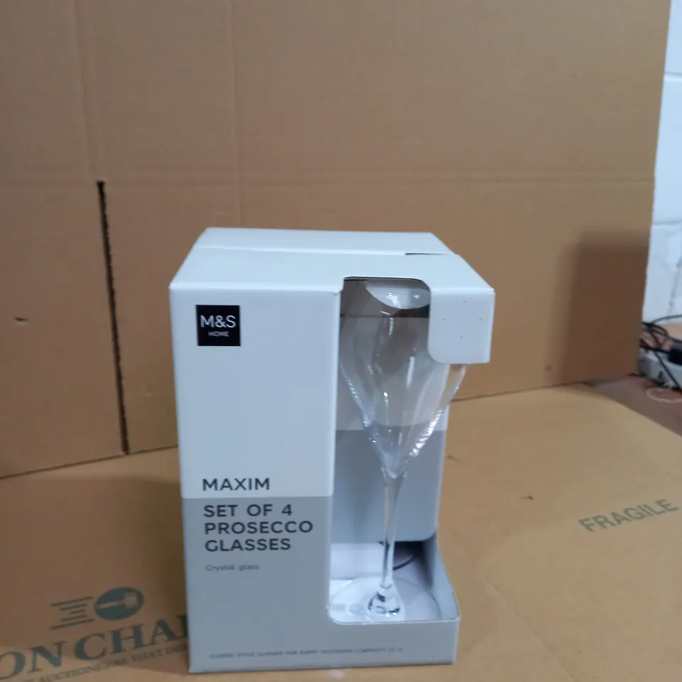 M&S MAXIM SET OF 4 PROSECCO GLASSES 