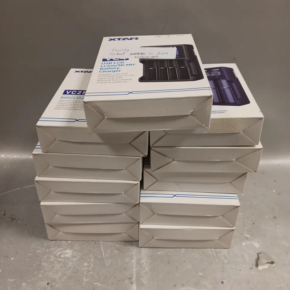 APPROXIMATELY 10 BOXED XTAR BATTERY CHARGERS IN VARIOUS MODELS TO INCLUDE VC2, VC2SL & VC4