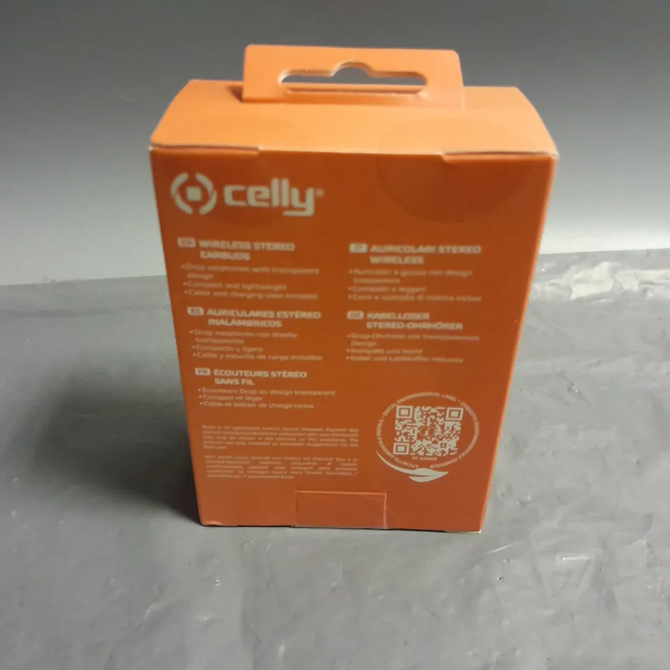 BOXED AND SEALED CELLY WIRELESS STEREO EARBUDS
