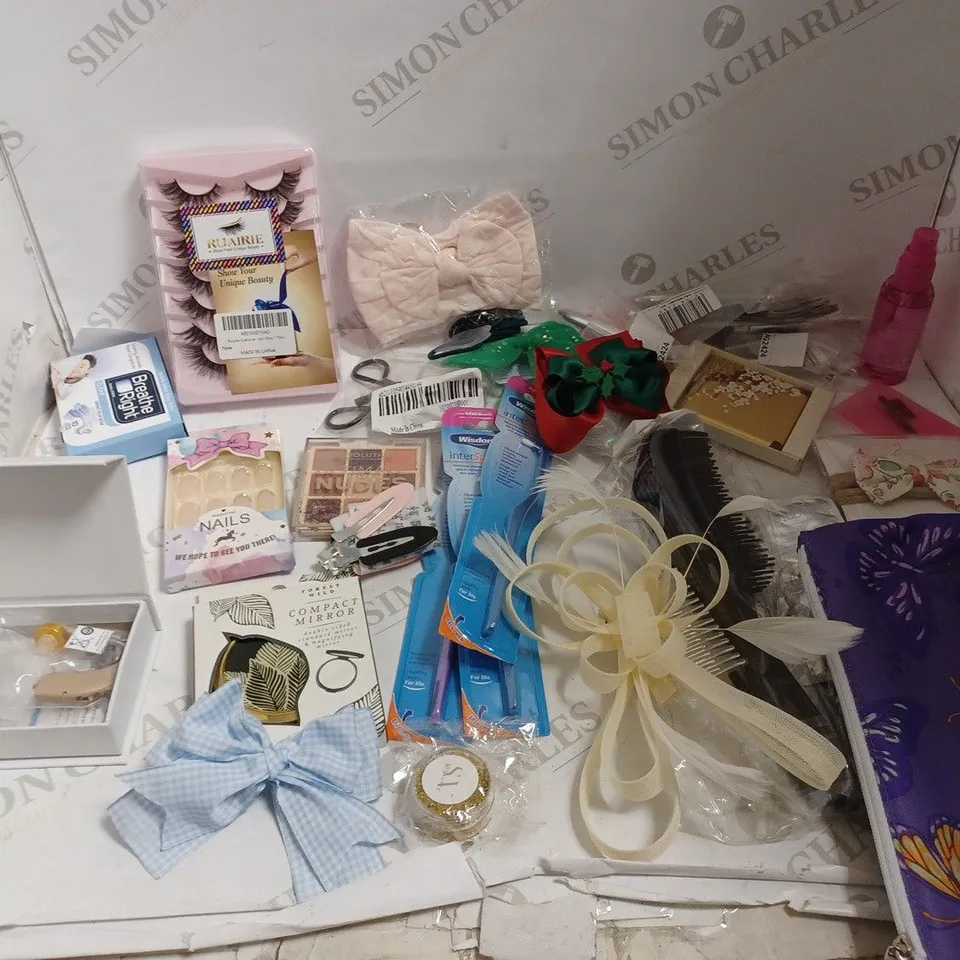 LOT OF APPROX 20 ASSORTED HEALTH AND BEAUTLY- REVOLUTION ULTIMATE NUDES PALETTE, HAIR CLIPS, HEARIND DEVICE