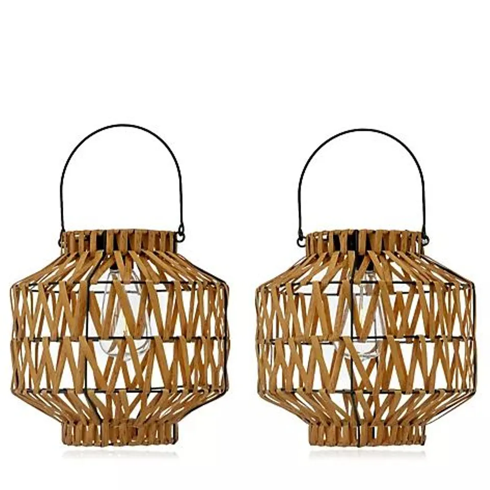 HOME STORIES SET OF 2 RATTAN LANTERNS