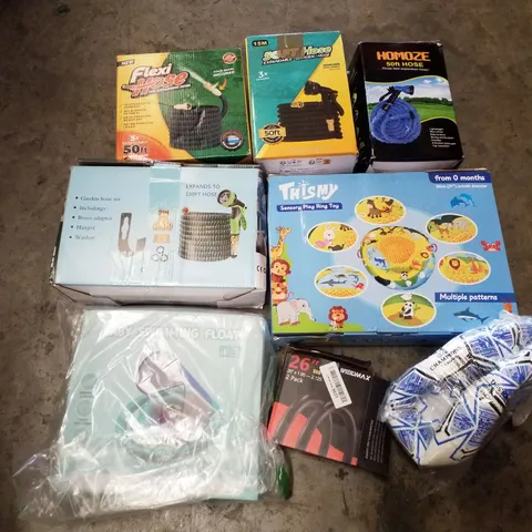 PALLET CONTAINING ASSORTED GARDEN HOSES & INFLATABLES