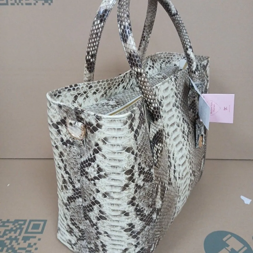 LA MAREY SNAKESKIN LEATHER TOTE BAG