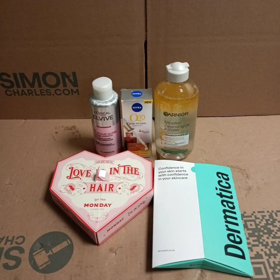 APPROXIMATEY 20 ASSORTED HEALTH AND BEAUTY PRODUCTS TO INCLUDE - NIVEA Q10 SERUM - GARNIER CLEANSING OIL IN WATER AND L'OREAL ELVIVE 10 MINUTE LAMINATION