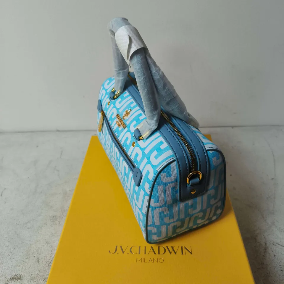 J.V. CHADWIN MILANO HANDBAG – BLUE MONOGRAM PATTERN, BOXED