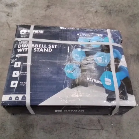 BOXED KAYMAN 18KG DUMBELL SET WITH STAND