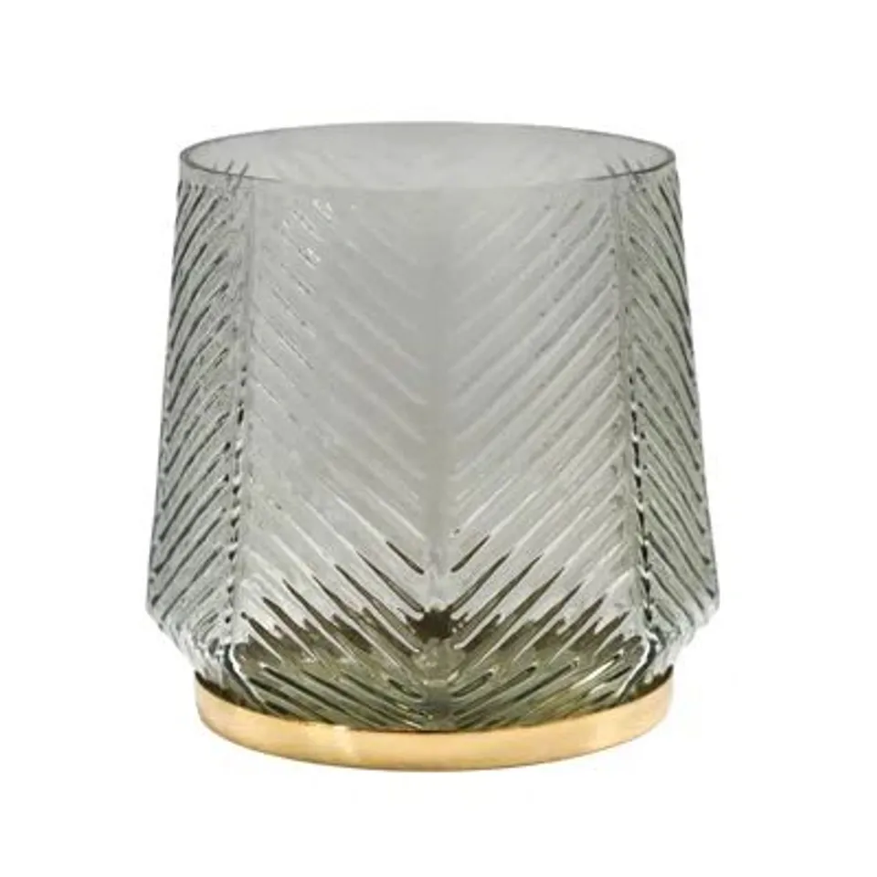 IVYLINE ELM INDOOR EMBOSSED CANDLE HOLDER H20CM GLASS TABLETOP LANTERN