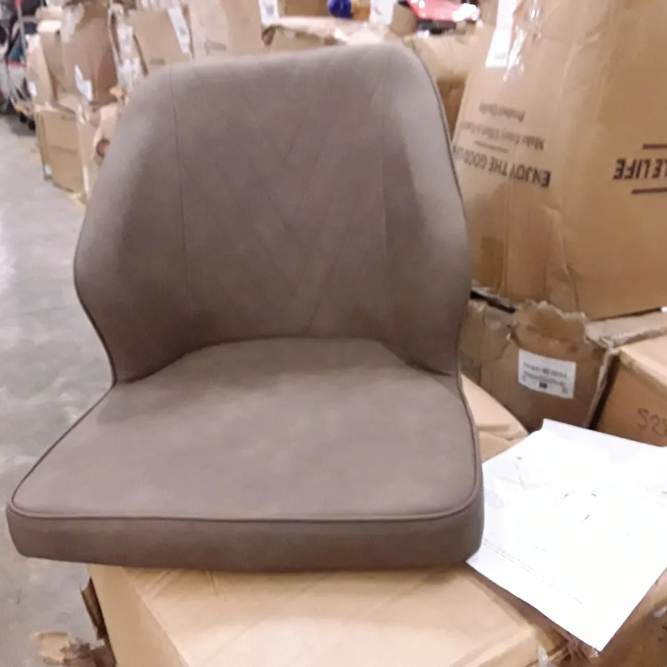 BOXED SET OF 2 UPHOLSTERED FAUX LEATHER DINNING CHAIRS - BROWN (1 BOX)