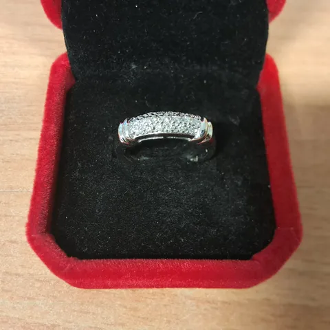 18CT WHITE GOLD RING PAVE SET WITH NATURAL DIAMONDS