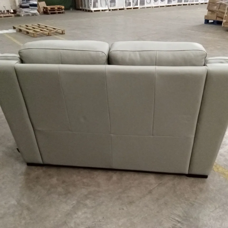 QUALITY DESIGNER ITALIAN MADE DEGANO 2 SEATER LEATHER SOFA - LIGHT GREY