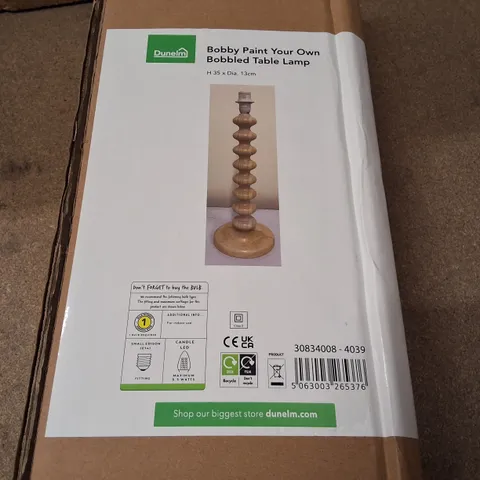 DUNELM BOBBY PAINT YOUR OWN BOBBLED TABLE LAMP – BOXED DIY KIT